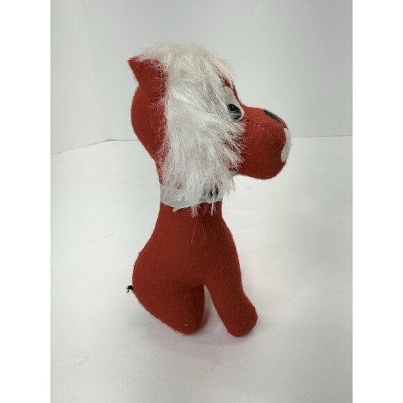 Vintage Felt Velvet Sawdust Stuffed Red Lion Made in Japan 7 Inch - Picture 3 of 7